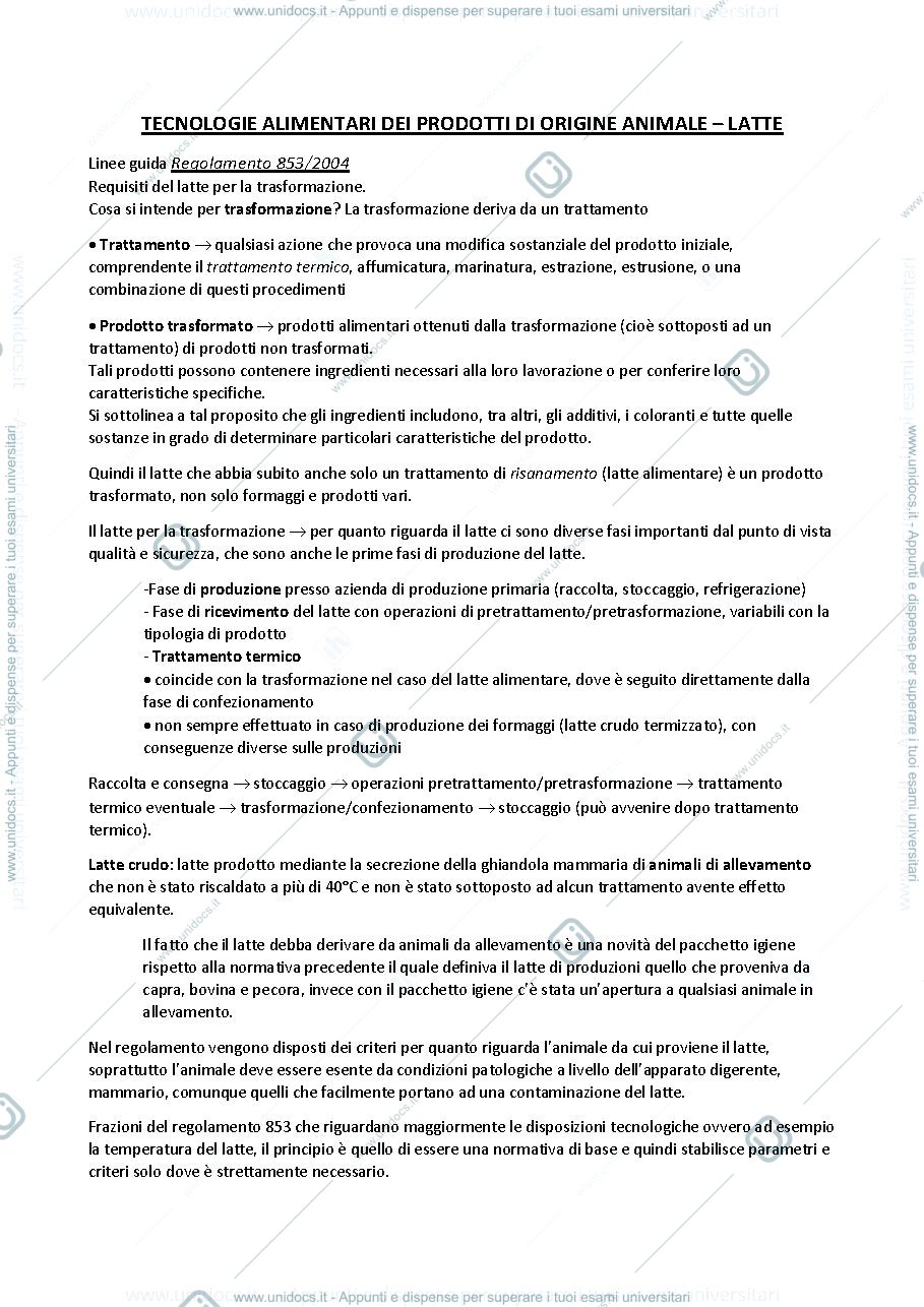 Anteprima pagina 1 — Tecnologie alimentari dei prodotti di origine animale