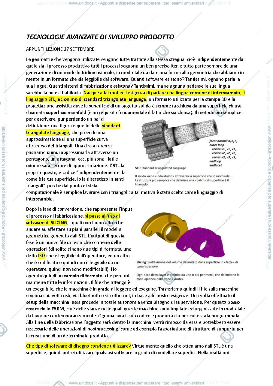 Anteprima pagina 1 — Tecnologie avanazate di sviluppo prodotto, Michele Moretti