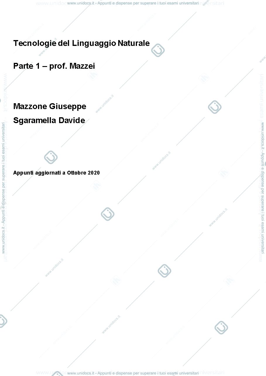 Anteprima pagina 1 — TLN - Prima parte (Mazzei)
