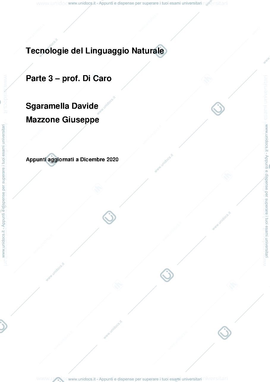 Anteprima pagina 1 — TLN - Terza parte (Di Caro)