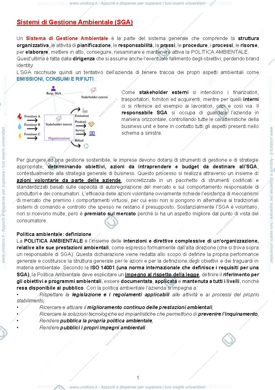 Anteprima pagina 1 — Appunti di tecnologie e certificazione ambientale M