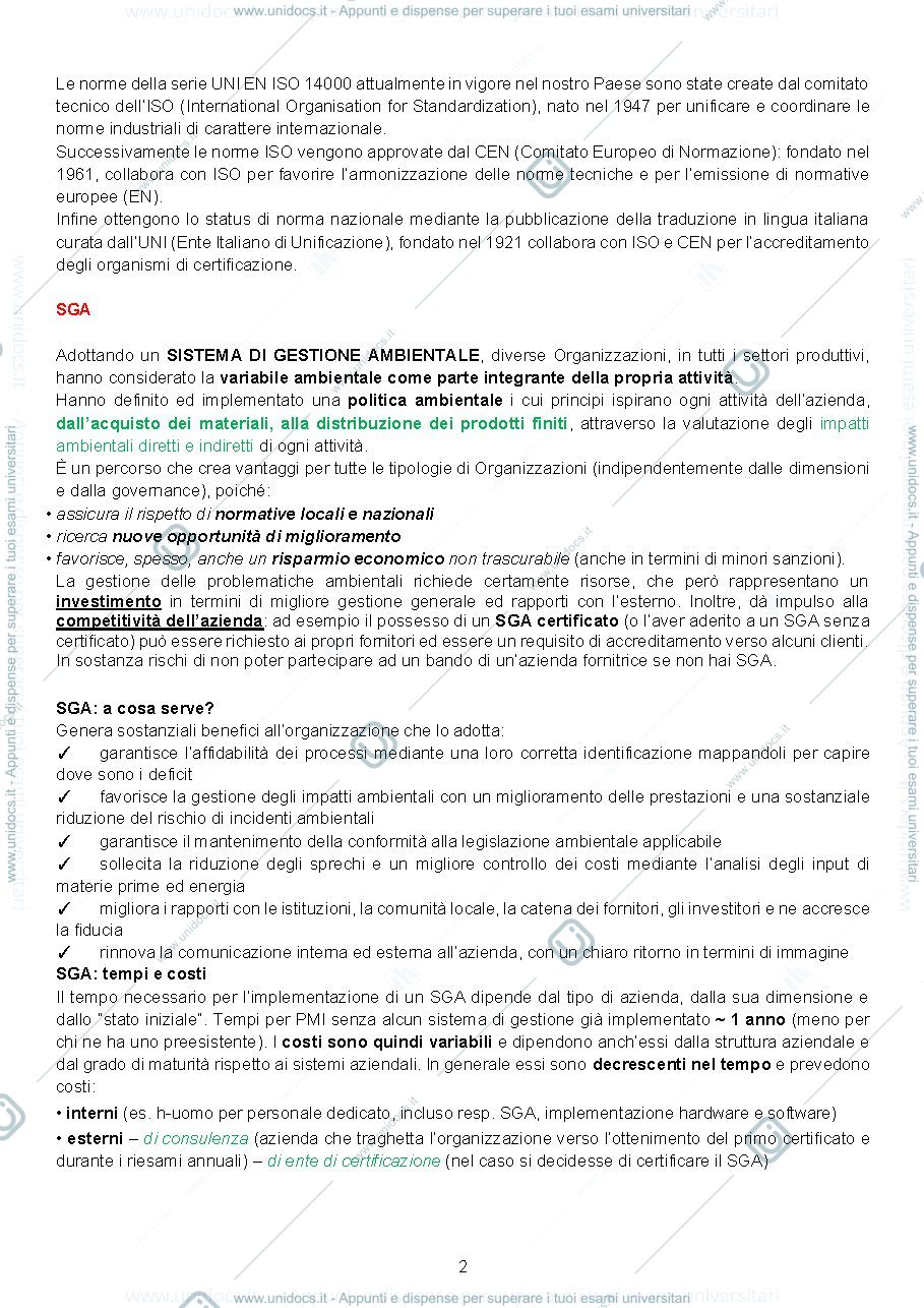 Anteprima pagina 2 — Appunti di tecnologie e certificazione ambientale M