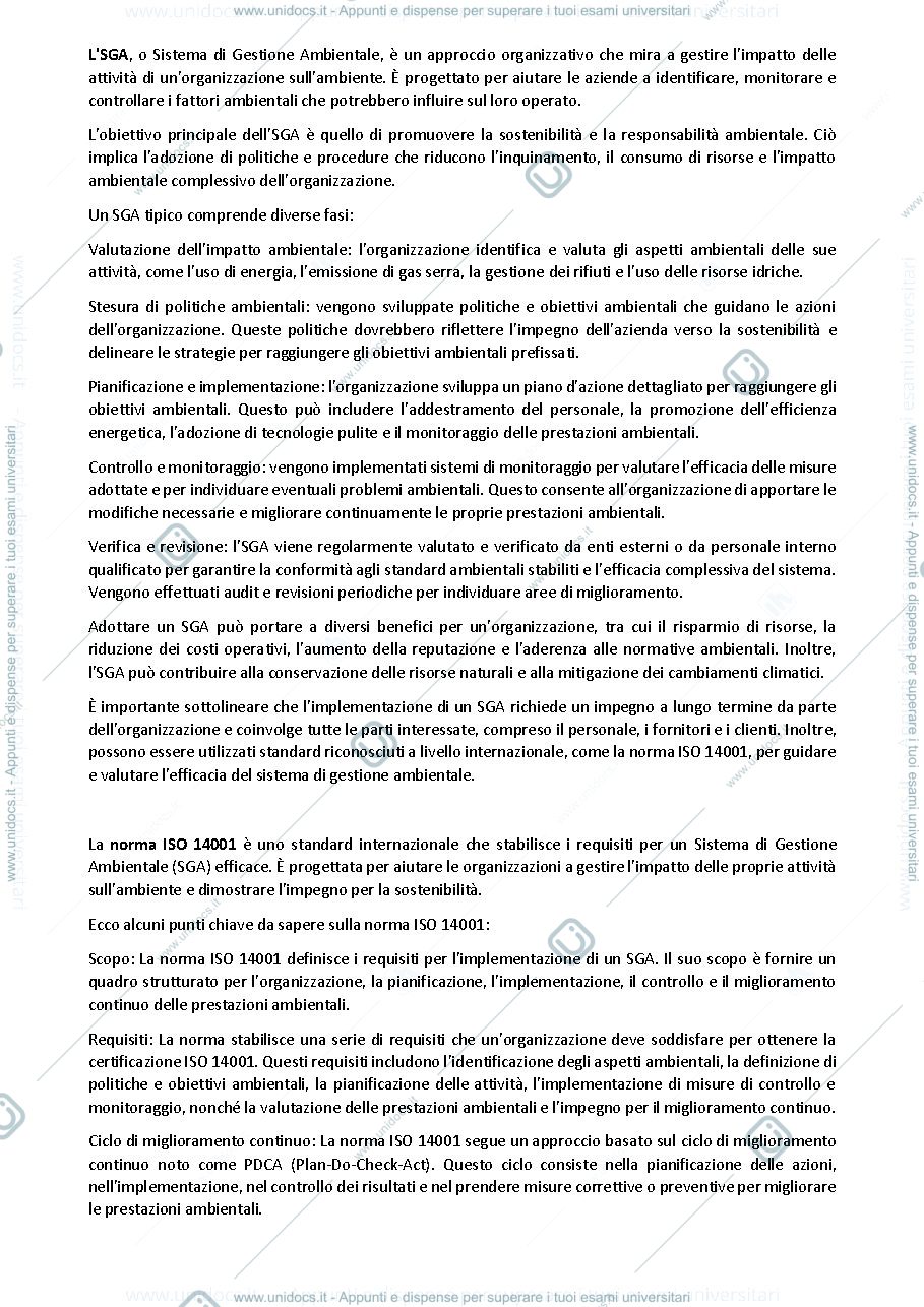 Anteprima pagina 1 — Riassunto di certificazioni Ambietali di Daniele Cespi