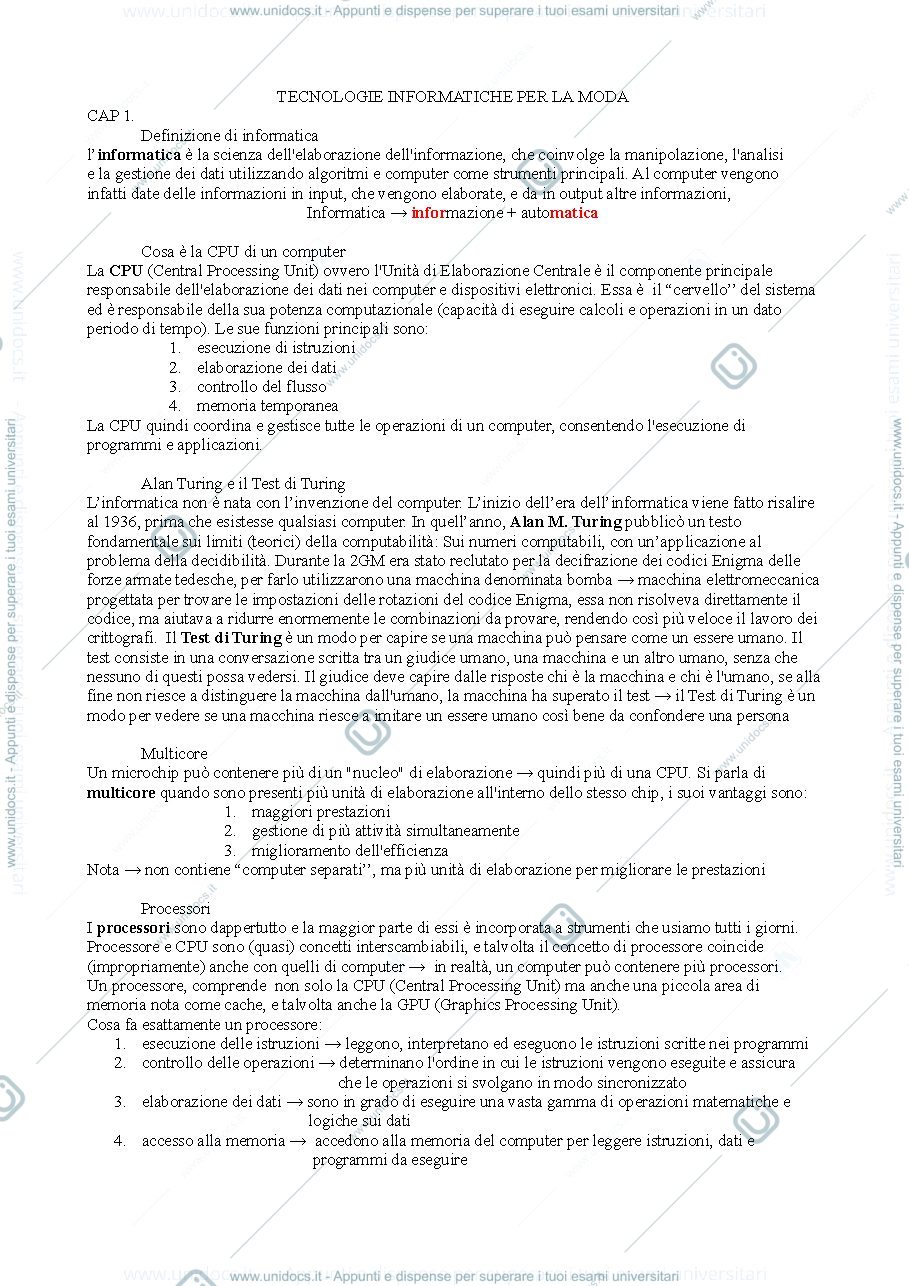 Anteprima pagina 1 — Appunti completi per esame scritto informatica