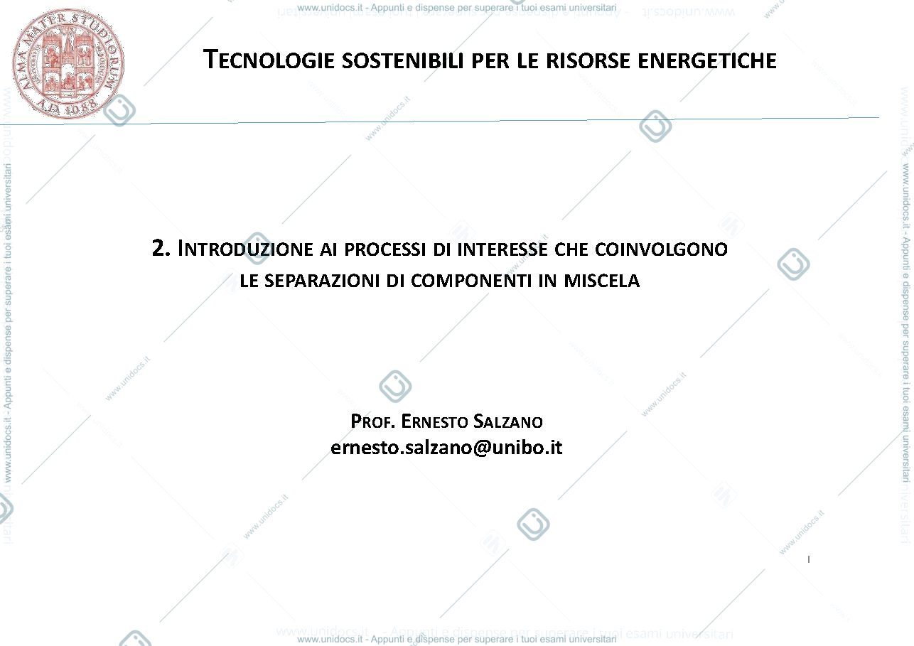 Anteprima pagina 1 — Introduzione ai processi di separazione