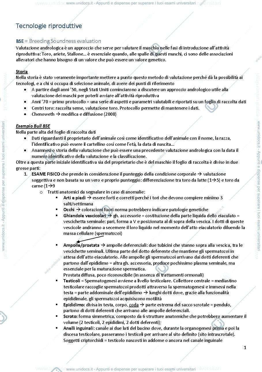 Anteprima pagina 1 — appunti tecnologie riproduttive