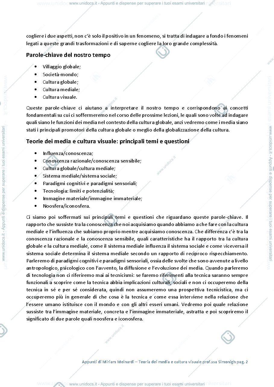 Anteprima pagina 2 — Appunti del corso Teoria dei media e cultura visuale