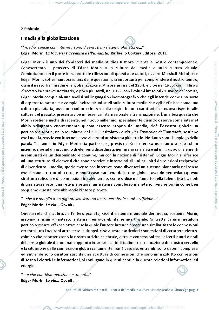 Anteprima pagina 3 — Appunti del corso Teoria dei media e cultura visuale