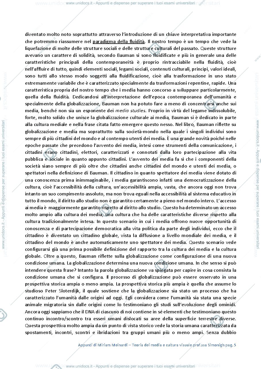 Anteprima pagina 5 — Appunti del corso Teoria dei media e cultura visuale