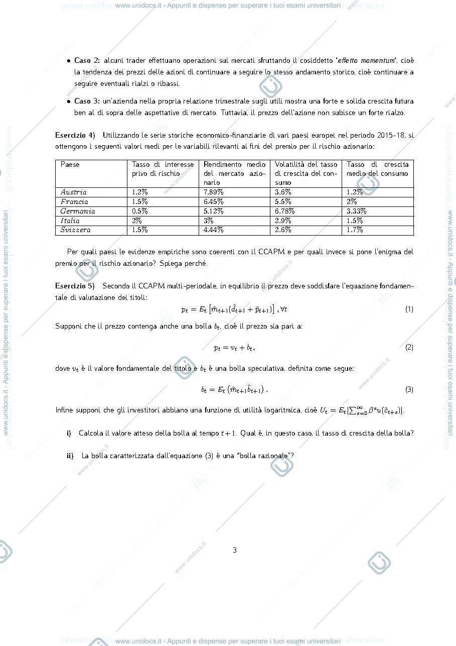 Anteprima pagina 3 — ESERCITAZIONE N° 4 - Teoria della finanza