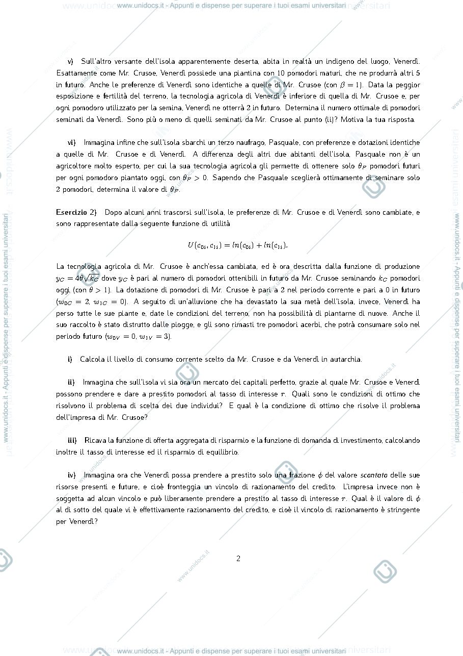 Anteprima pagina 2 — ESERCITAZIONE N° 1 Teoria della Finanza