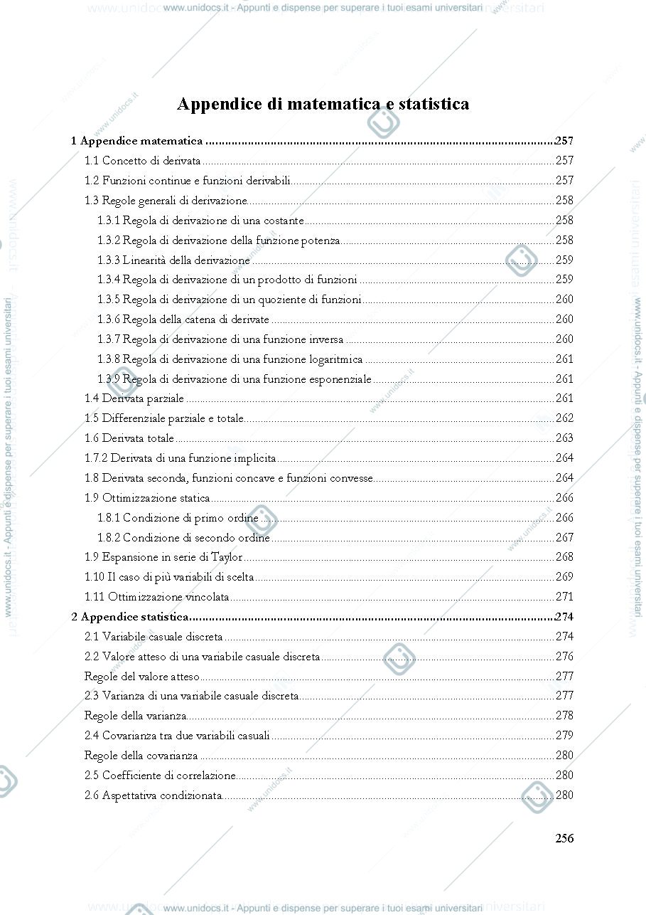 Anteprima pagina 1 — Appendice di matematica e statistica 