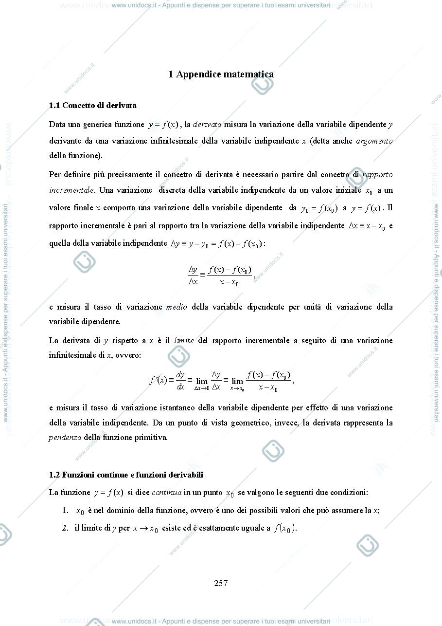 Anteprima pagina 2 — Appendice di matematica e statistica 