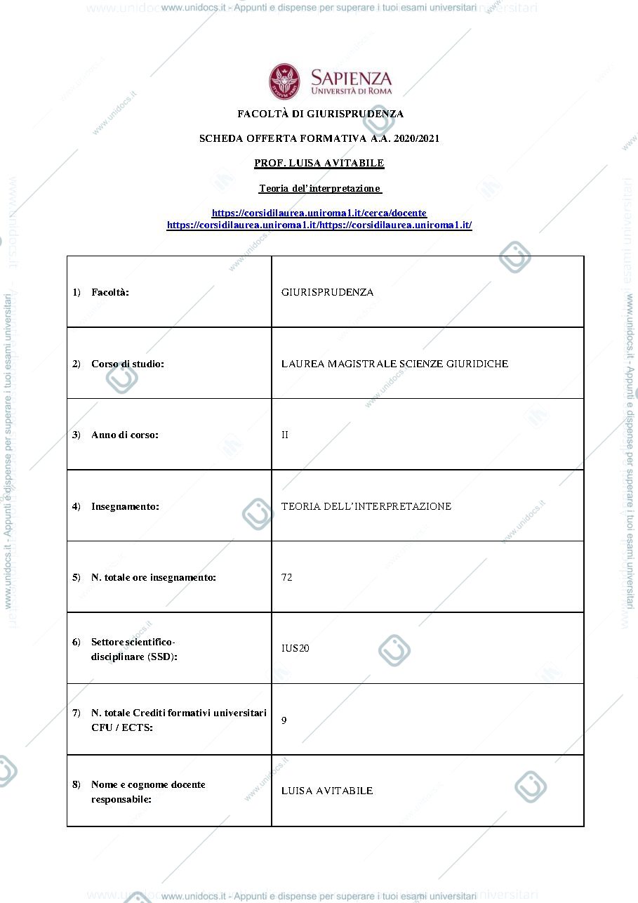 Anteprima pagina 1 — Appunti teoria dell'interpretazione