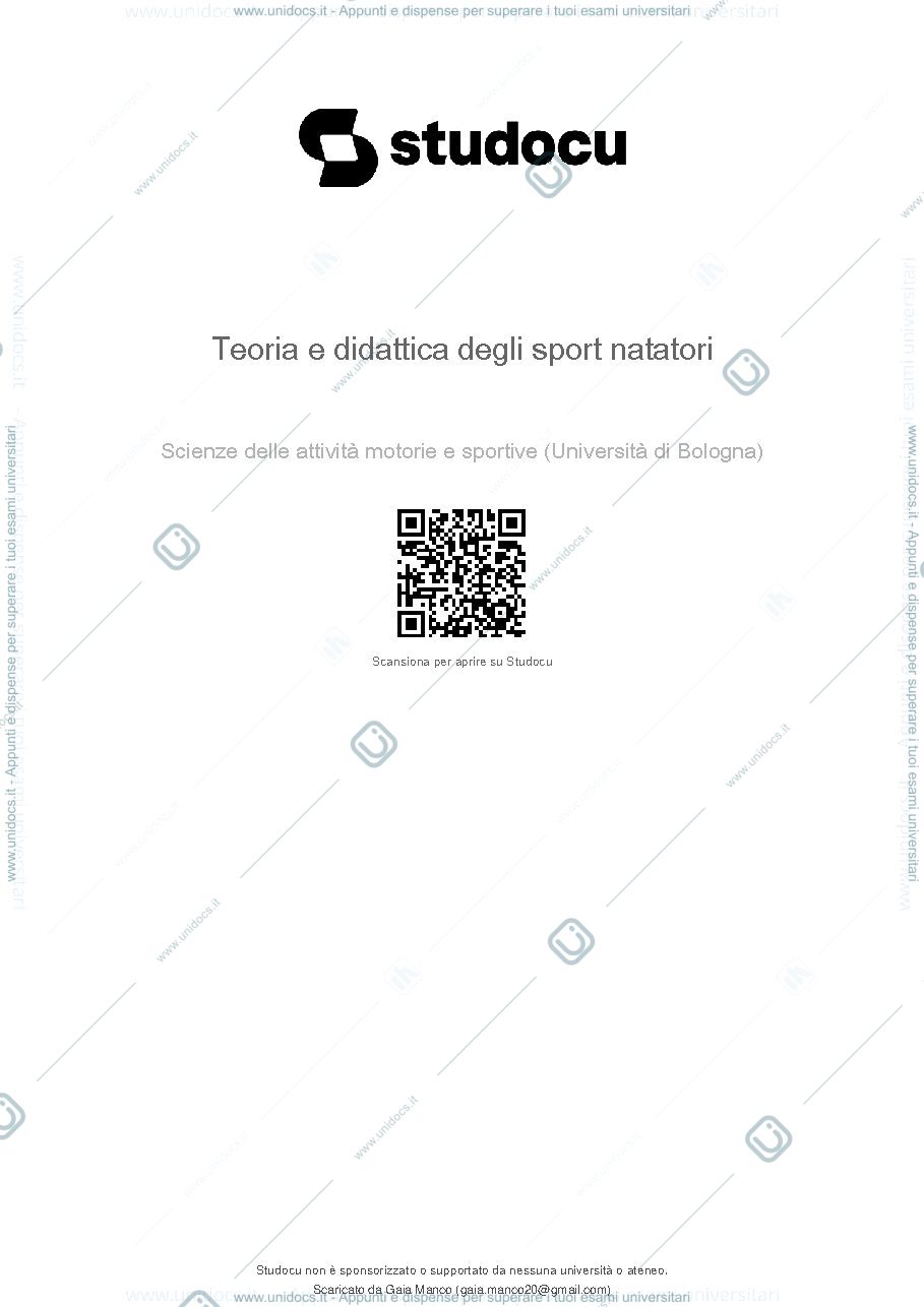 Anteprima pagina 1 — Appunti teoria e didattica degli sport natatori