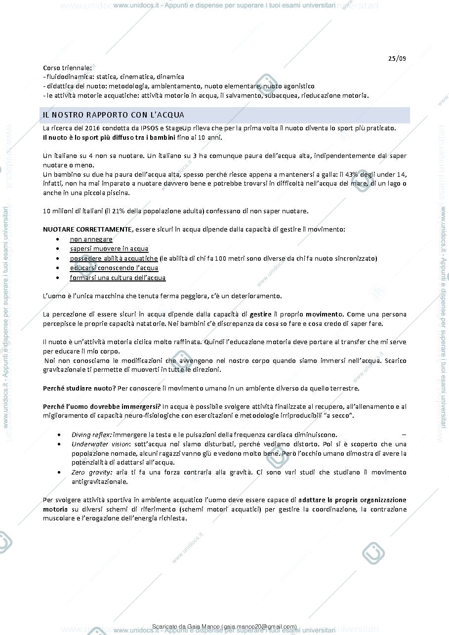 Anteprima pagina 3 — Appunti teoria e didattica degli sport natatori