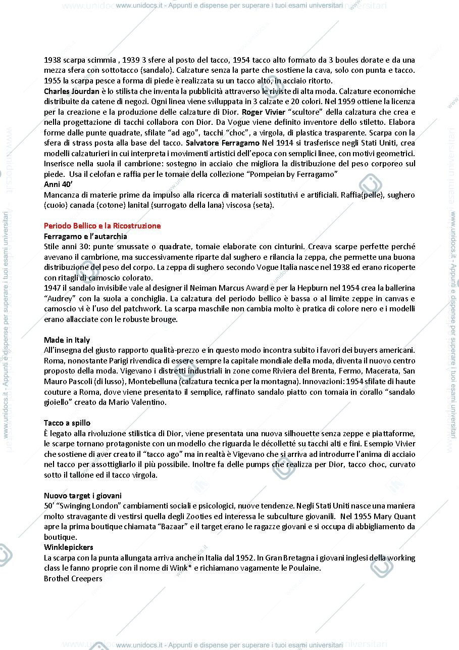 Anteprima pagina 2 — Riassunto libro rosso"Il design calzaturiero dal 900 ai giorni nostri"
