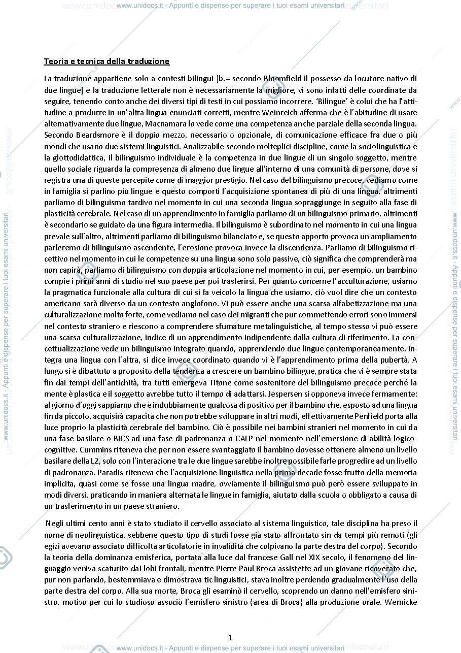 Anteprima pagina 1 — Teoria e Tecnica della Traduzione