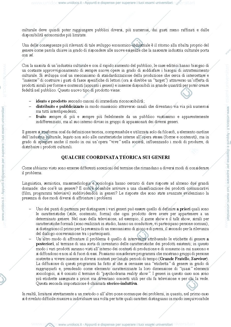 Anteprima pagina 2 — I GENERI TELEVISIVI