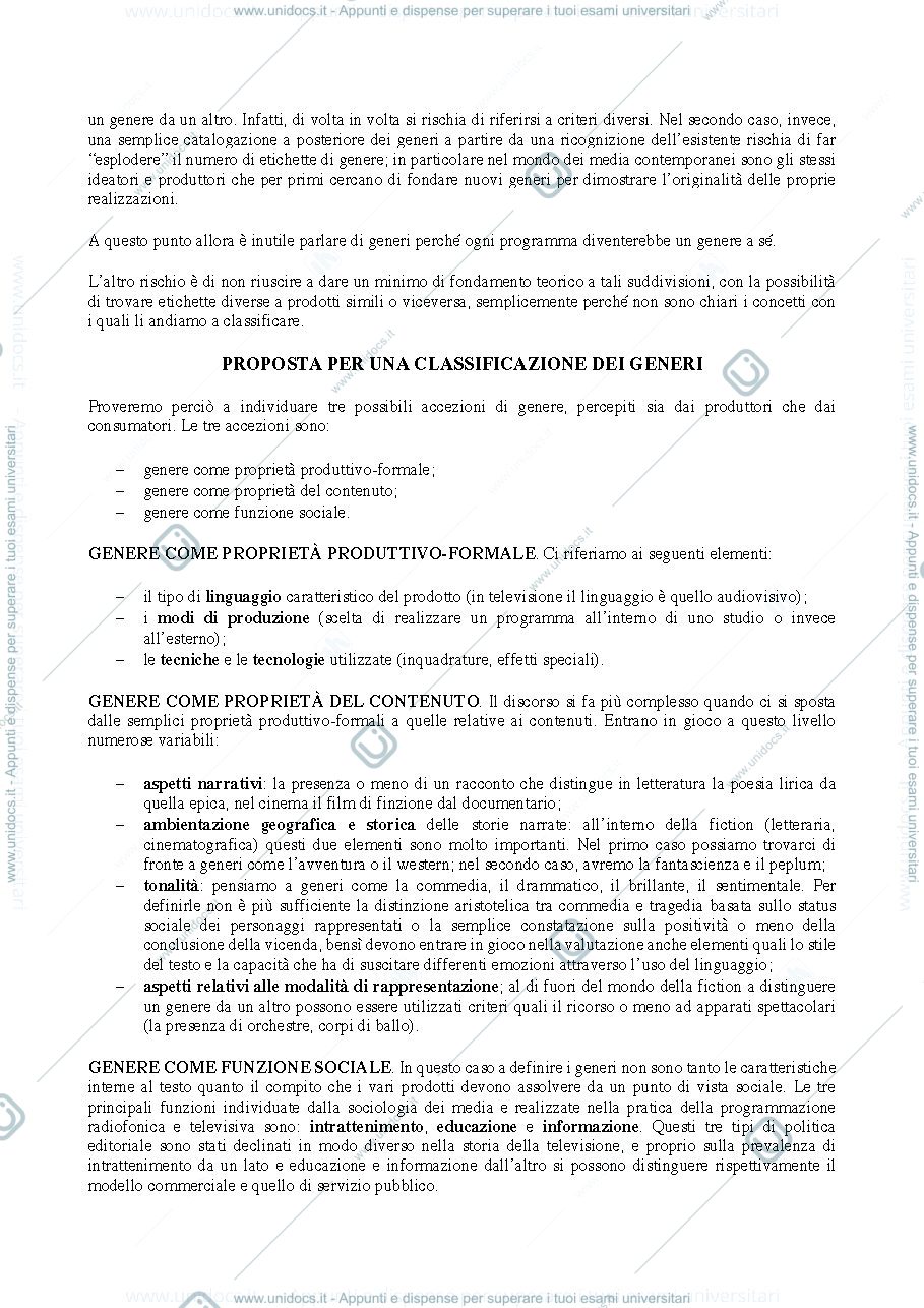 Anteprima pagina 3 — I GENERI TELEVISIVI