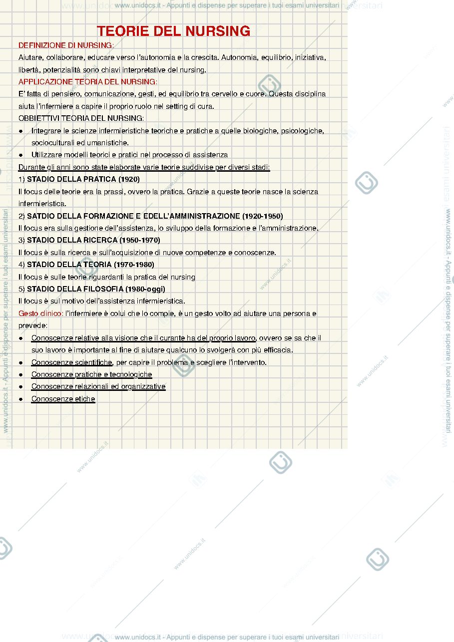 Anteprima pagina 2 — Schema riassuntivo teorie del nursing 