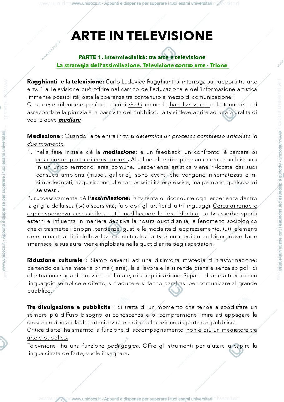 Anteprima pagina 1 — ARTE IN TELEVISIONE