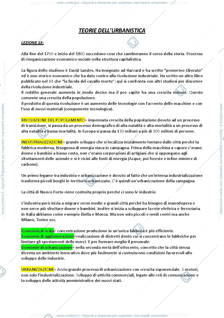 Anteprima pagina 1 — Appunti di teorie della pianificazione dal prof Lanzani.