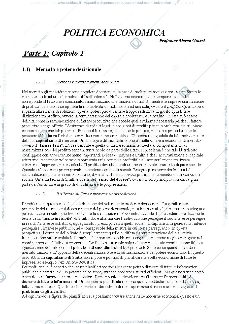 Anteprima pagina 1 — politica economica
