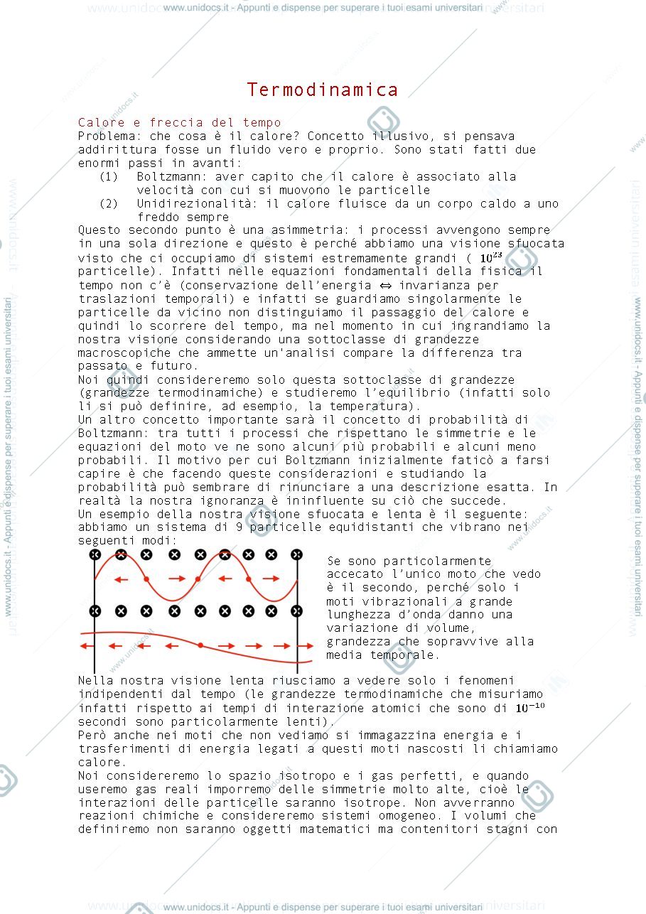 Anteprima pagina 1 — Appunti termodinamica corso A