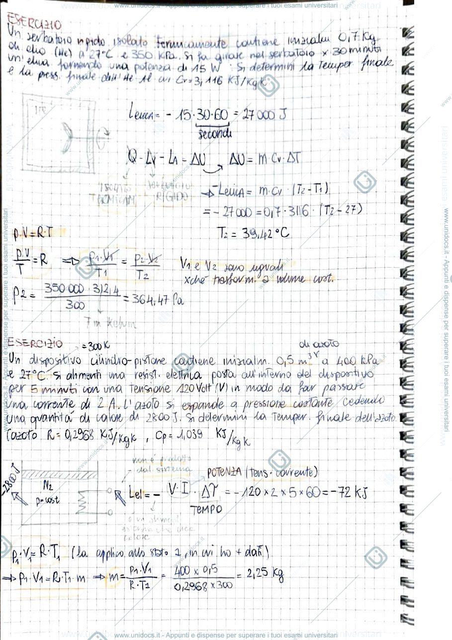Anteprima pagina 1 — Esercizi termofisica 