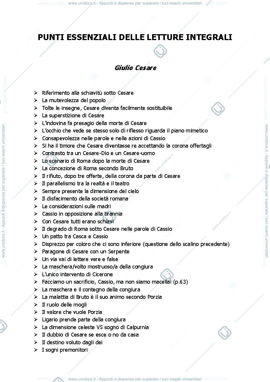 Anteprima pagina 1 — Riassunti opere Shakespeare