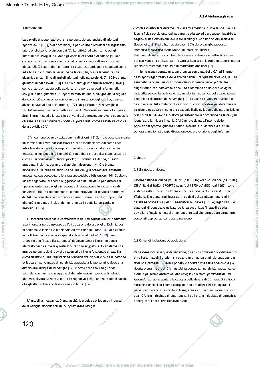 Anteprima pagina 2 — traduzione dell'articolo sulla distorsione di caviglia