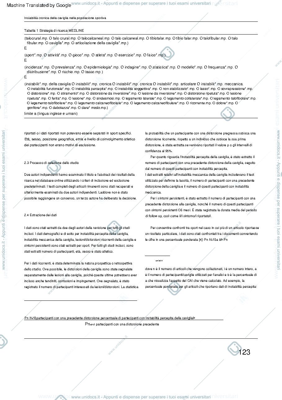 Anteprima pagina 3 — traduzione dell'articolo sulla distorsione di caviglia
