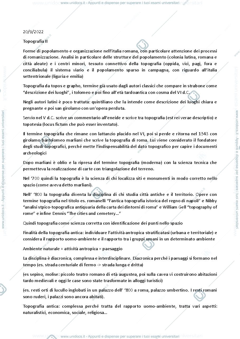 Anteprima pagina 1 — Appunti Topografia Antica II