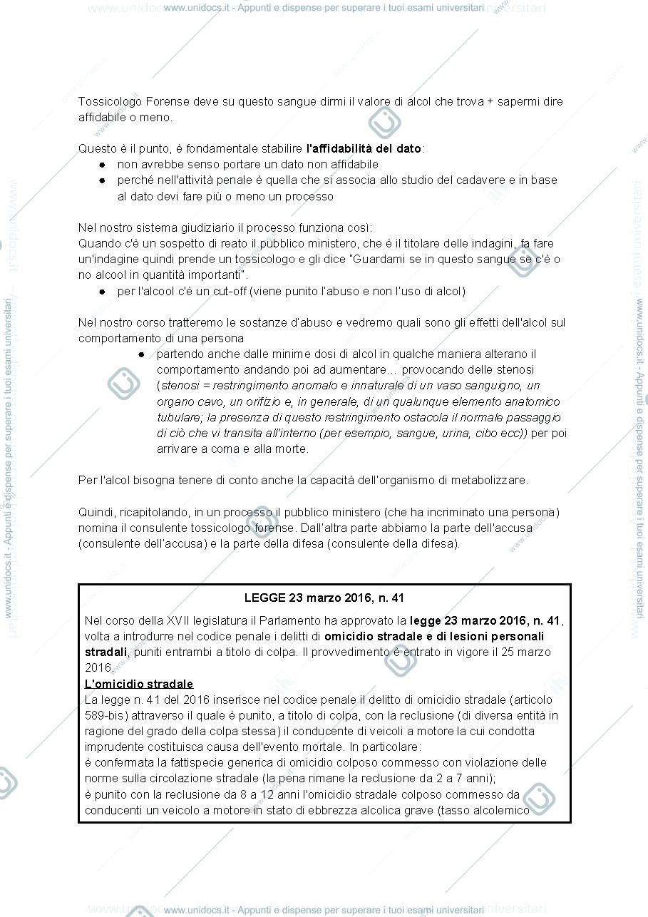 Anteprima pagina 2 — Tossicologia Forense riassunto 