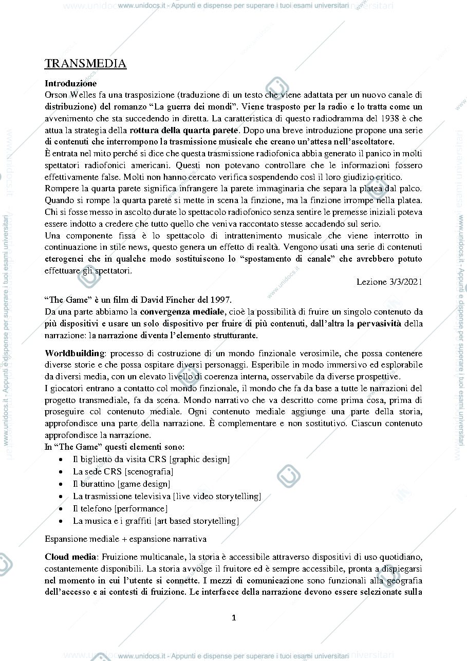 Anteprima pagina 1 — Transmedia