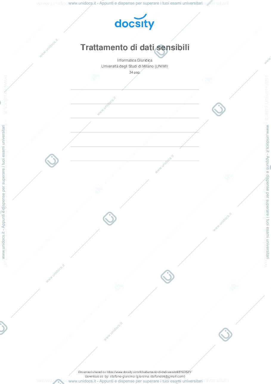 Anteprima pagina 1 — Appunti corso Trattamento dei dati sensibili
