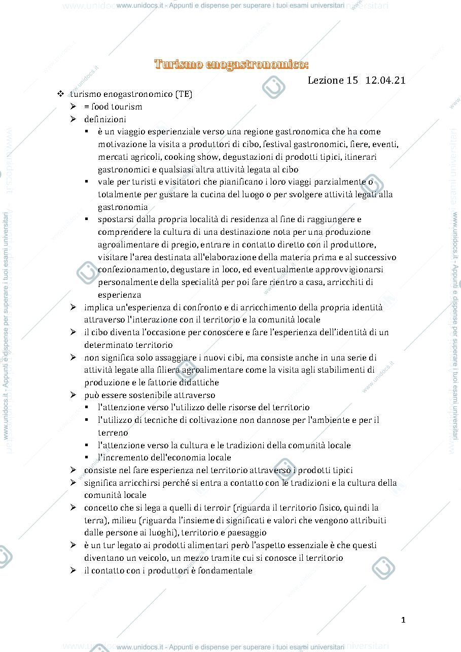 Anteprima pagina 1 — Turismo enogastornomico