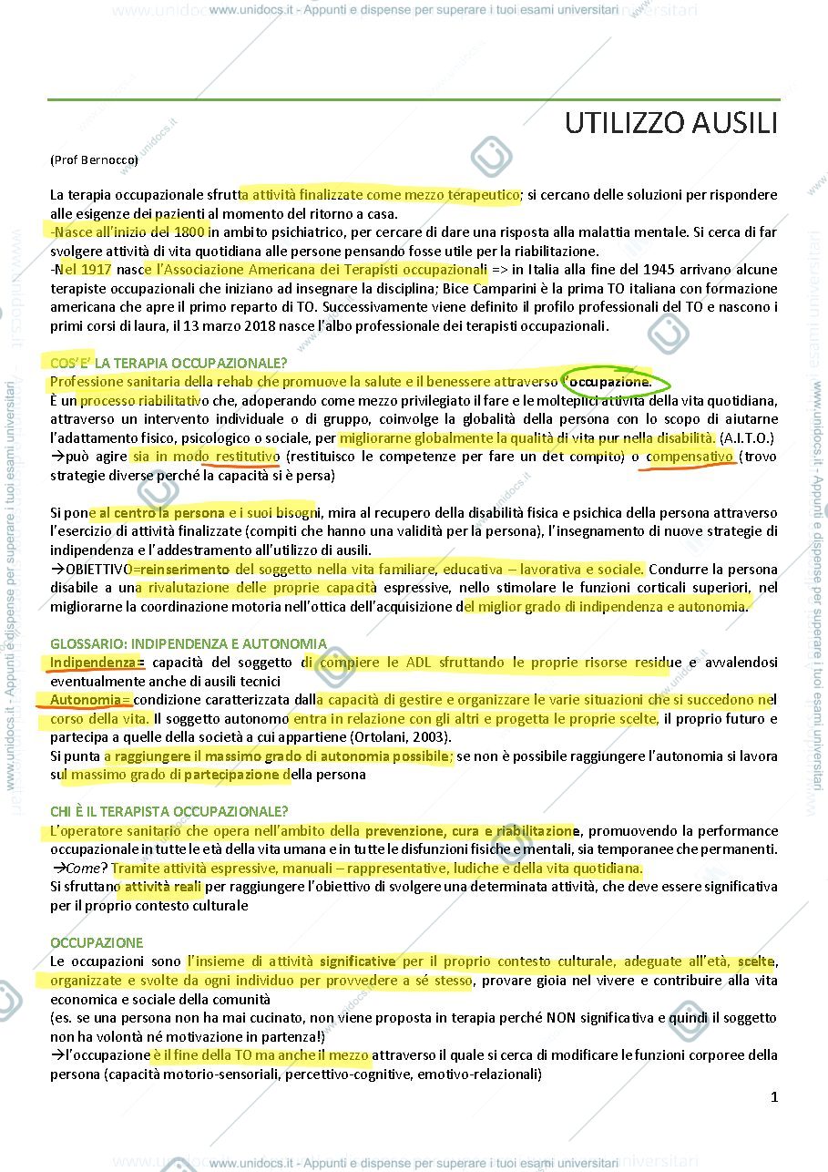 Anteprima pagina 1 — utilizzo ausili