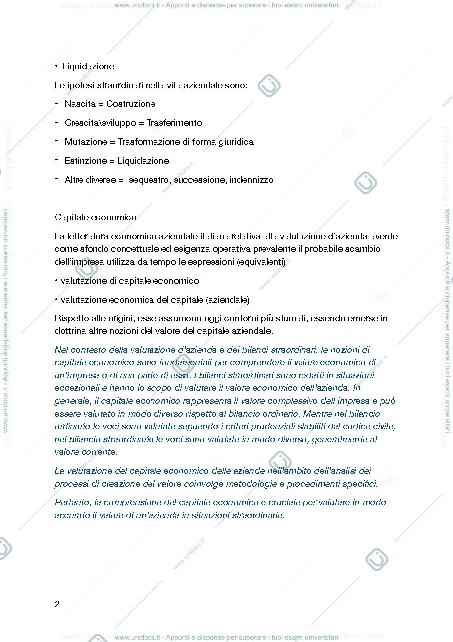 Anteprima pagina 2 — Valutazione d'azienda Modulo I