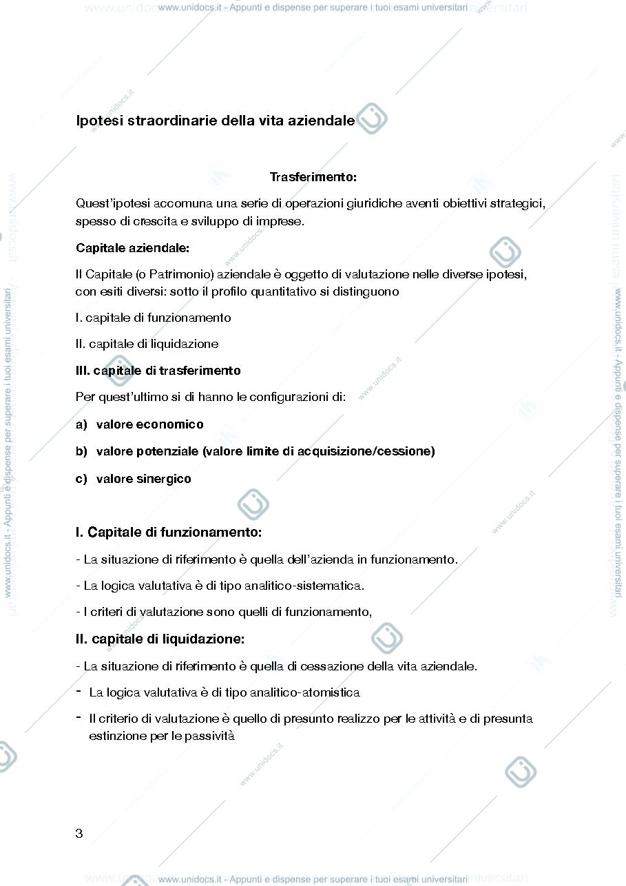 Anteprima pagina 3 — Valutazione d'azienda Modulo I