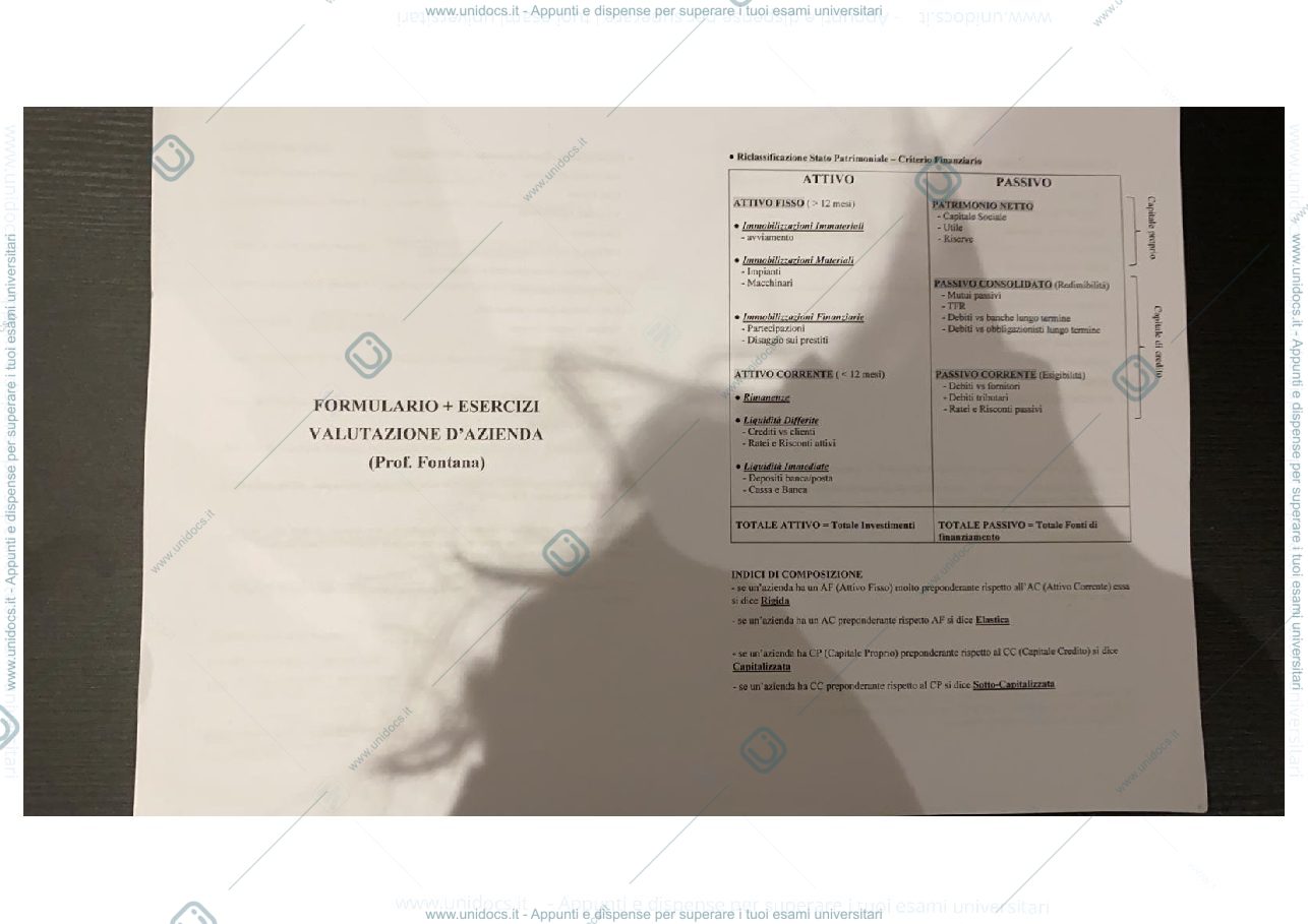 Anteprima pagina 1 — Esercizi Valutazione d'azienda