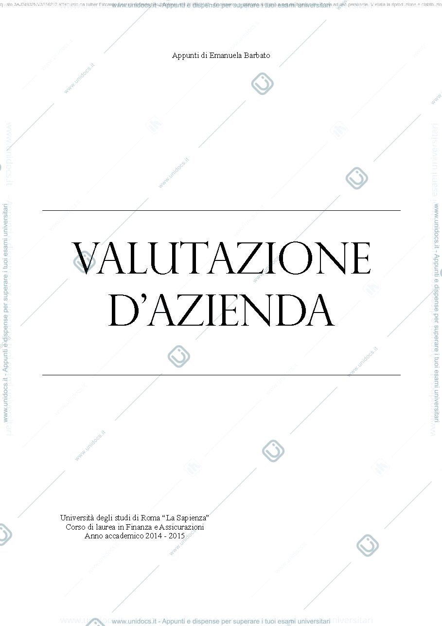 Anteprima pagina 1 — valutazione d'azienda