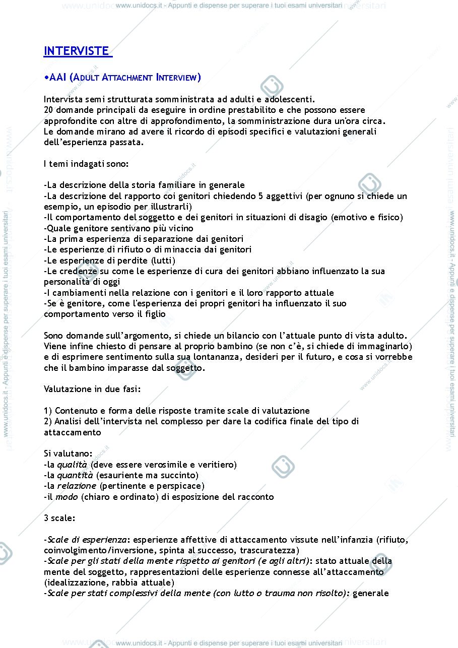 Anteprima pagina 1 — Test principali "La valutazione dell'attaccamento adulto"