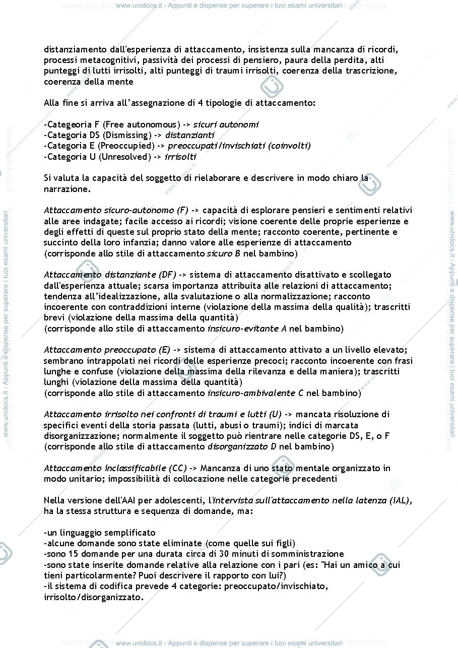 Anteprima pagina 2 — Test principali "La valutazione dell'attaccamento adulto"