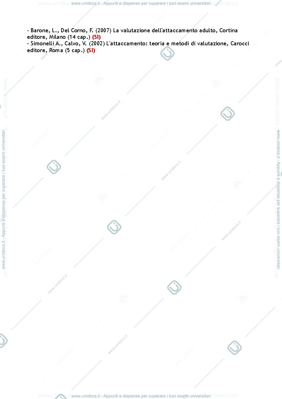 Anteprima pagina 1 — Appunti lezioni "Valutazione dei Legami di Attaccamento nel Ciclo di Vita" (Tani)