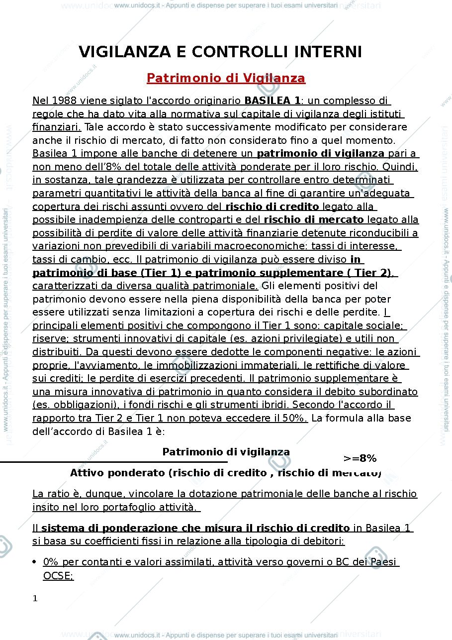 Anteprima pagina 1 — Dispensa Vigilanza e Controlli Interni