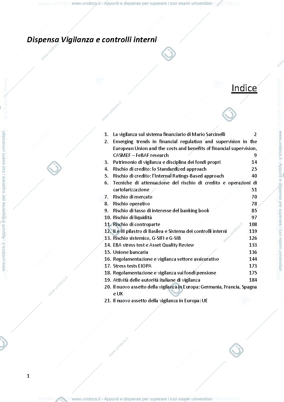 Anteprima pagina 1 — vigilanza e controlli interni dispensa