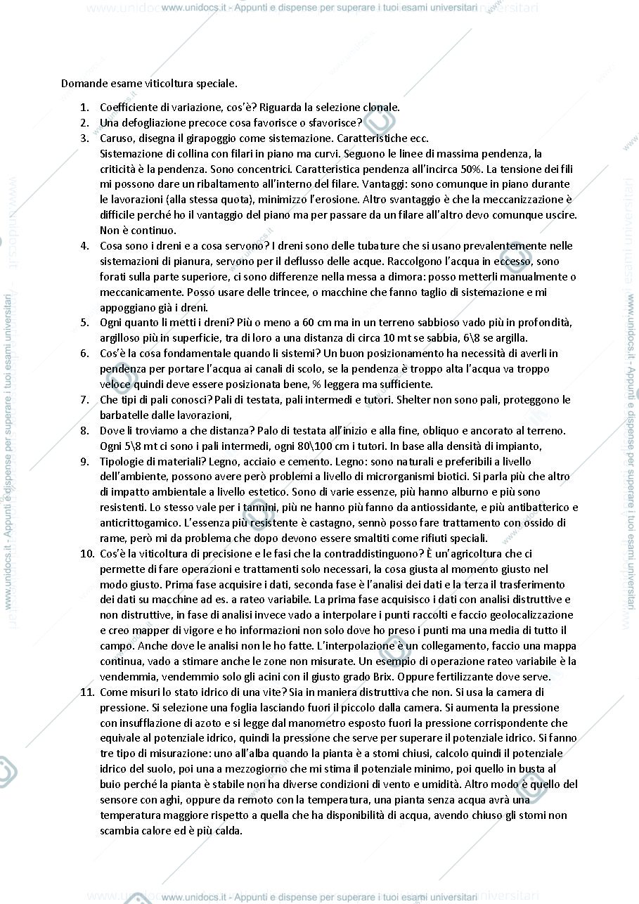 Anteprima pagina 1 — Domande Viticoltura Speciale III anno D'Onofrio