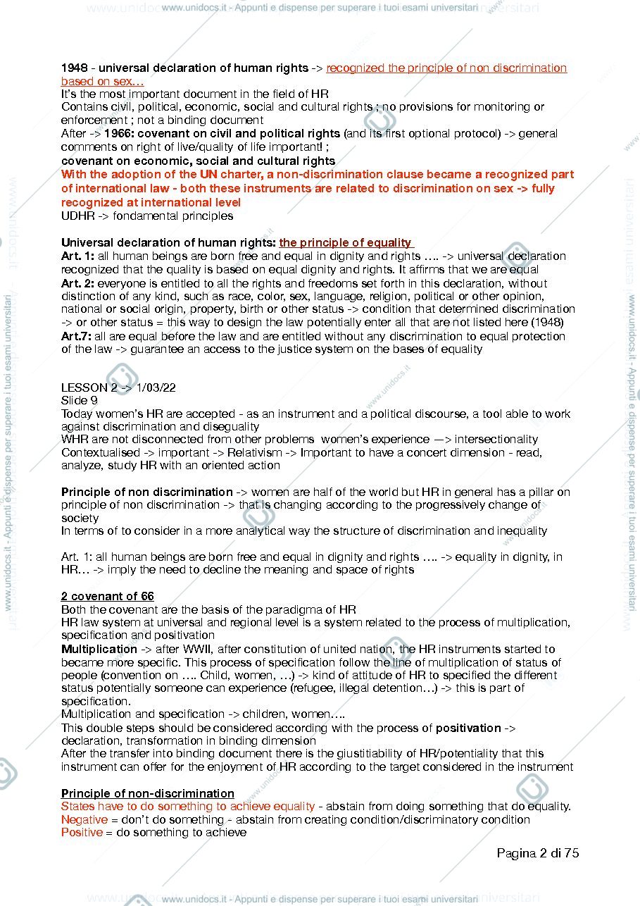 Anteprima pagina 2 — women's human rights - appunti 
